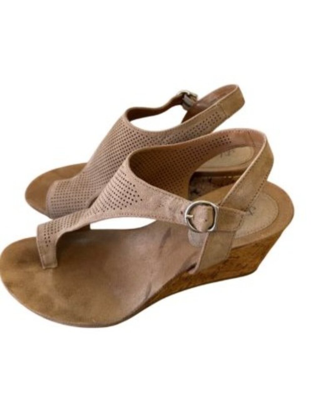 Style & Co Size 7 Maddyson Woman’s Cork Wedge Sling Back Sandal Lt Taupe